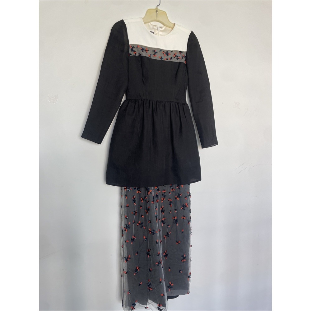 monique lhuillier gown Black With Beaded Mesh Size 0